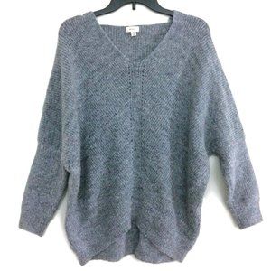Debut Womens Sweater Knitted Gray Oversize Cozy Soft Ribbed Dolman Sleeve Sz S/M